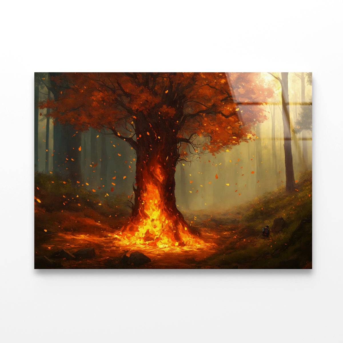 Autumn Tree in the Forest Acrylic Glass Print Tempered Glass Wall Art