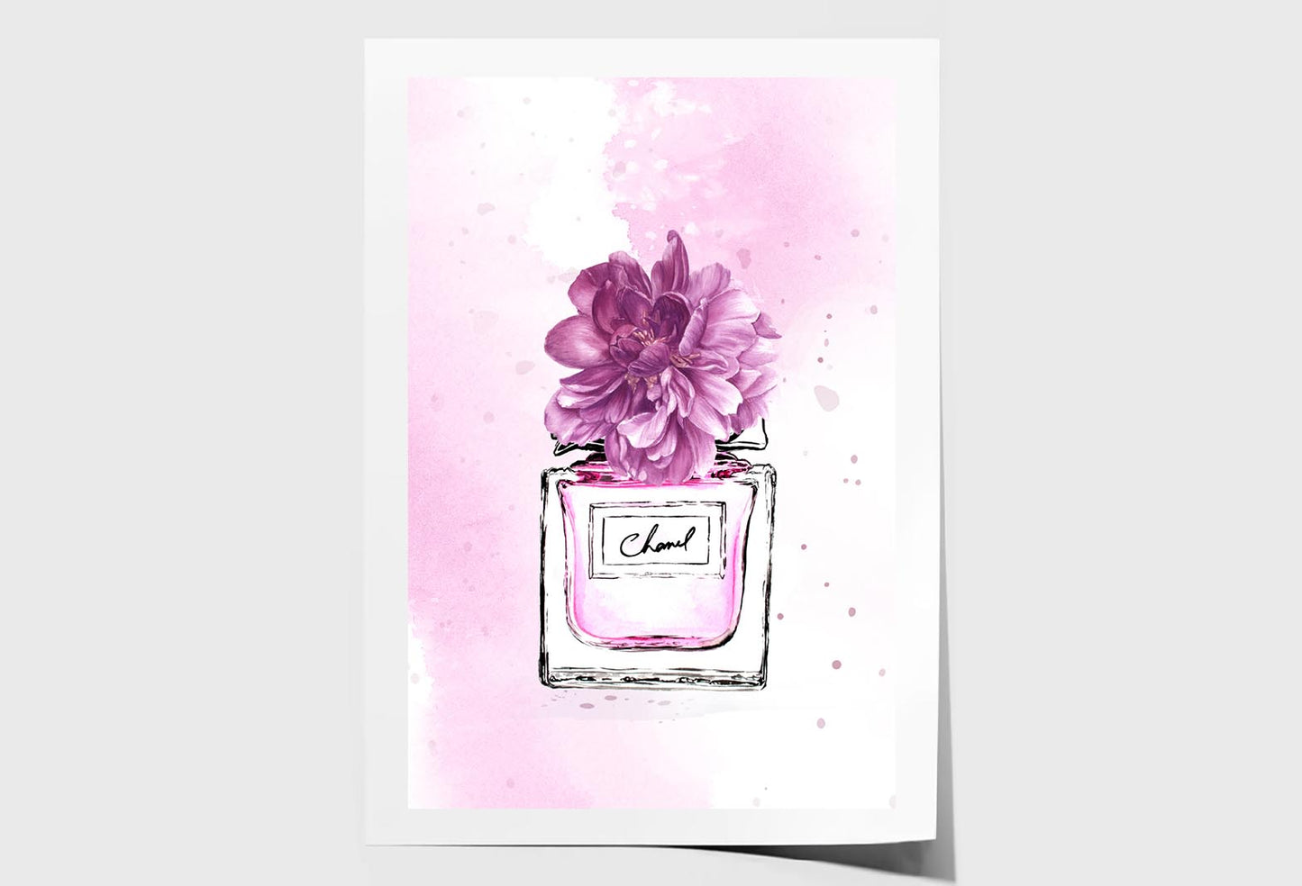 Purple Shaded Perfume with Flowers Wall Art Limited Edition High Quality Print Unframed Roll Canvas None