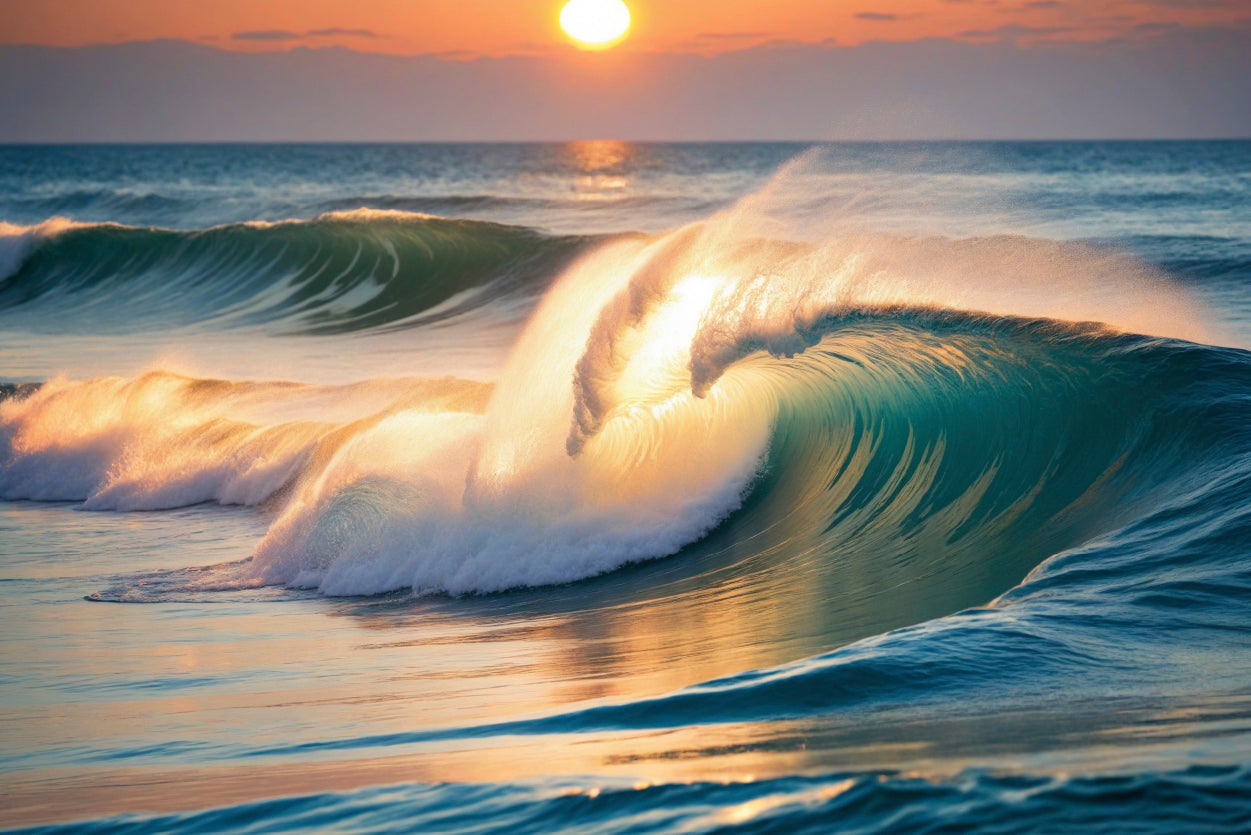 Sea Wave Close Up At Sunset Time Home Decor Premium Quality Poster Print Choose Your Sizes