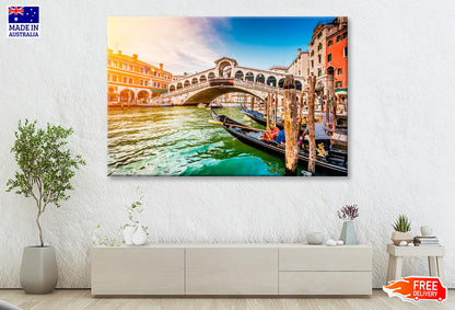 Rialto Bridge at Sunset in Venice, Italy Wall Art Decor 100% Australian Made