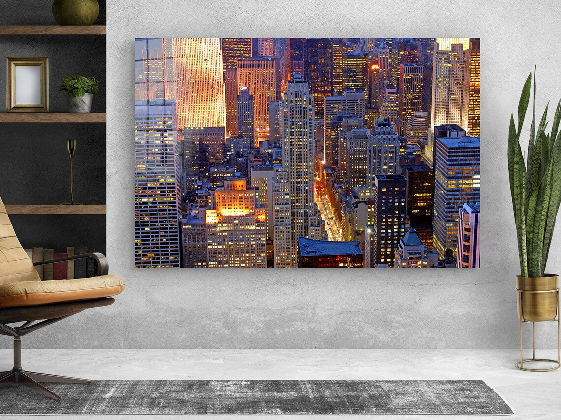 Night Cityscape View UV Direct Aluminum Print Australian Made Quality