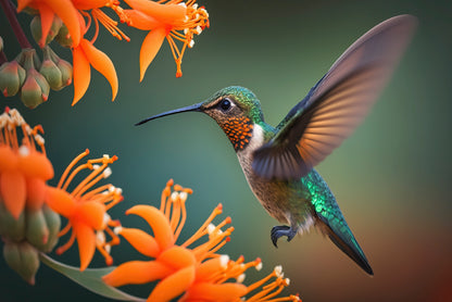 Hummingbird Flies over a Bright Flower Home Decor Premium Quality Poster Print Choose Your Sizes