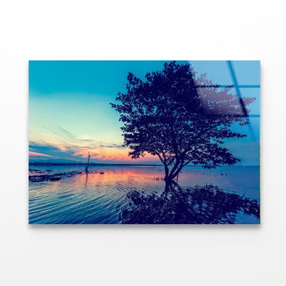 Silhouette of Trees in the Lake Acrylic Glass Print Tempered Glass Wall Art 100% Made in Australia Ready to Hang