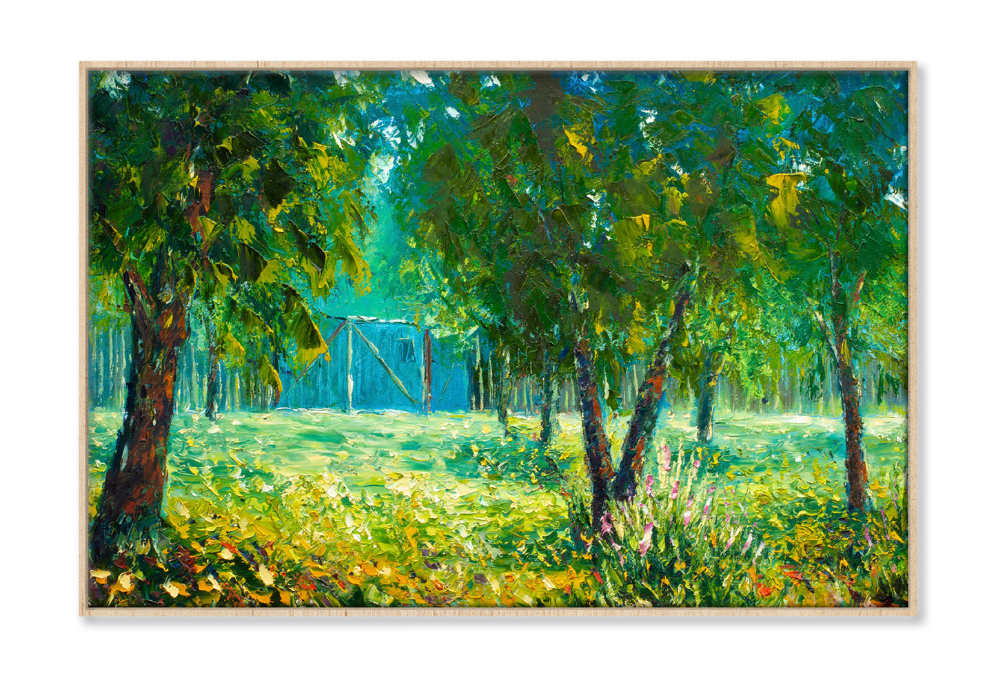 Landscape Green Trees Garden Oil Painting Wall Art Limited Edition High Quality Print Canvas Box Framed Natural