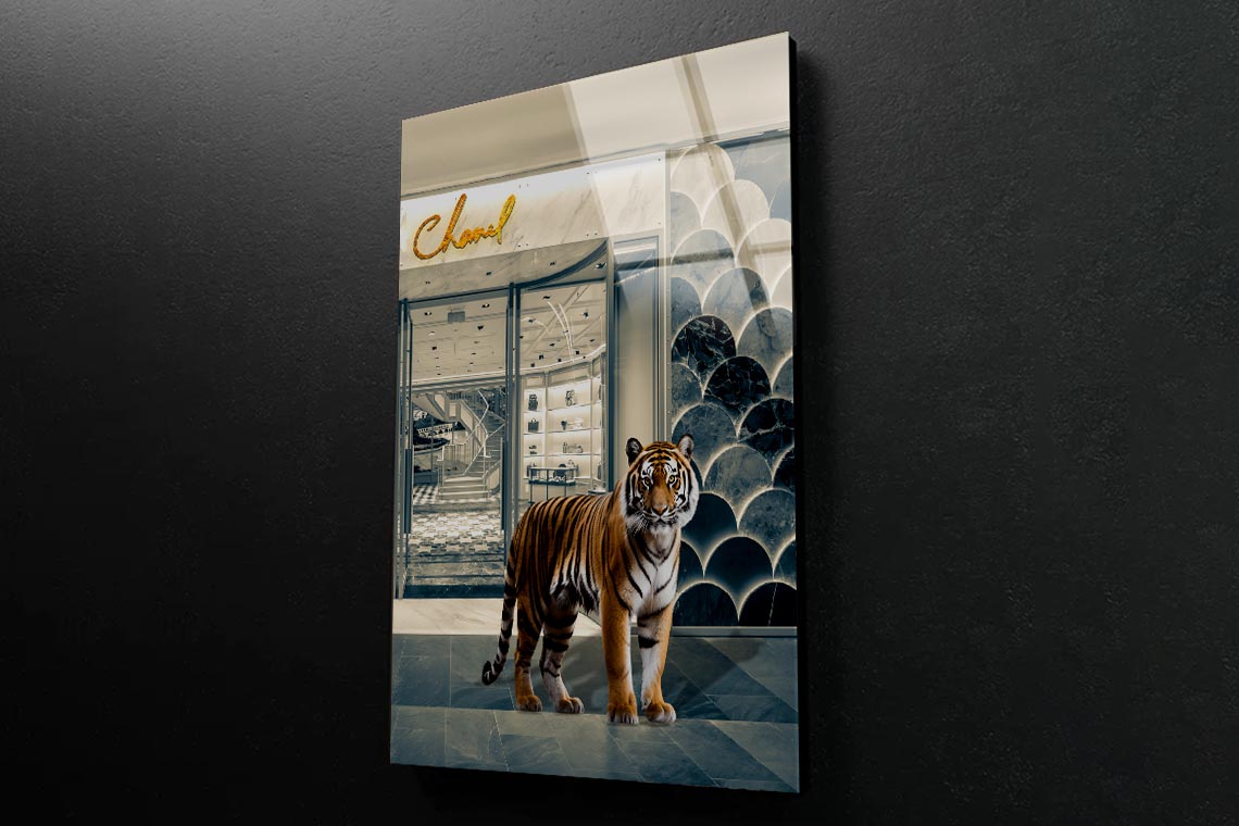 Fashion Store, Tiger 3D Design Acrylic Glass Print Tempered Glass Wall Art 100% Made in Australia Ready to Hang