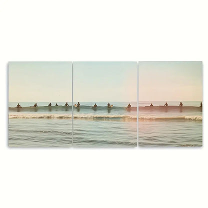 3pcs Vintage Ocean Surfing Minimalist Metal Print Ready to Hang Art