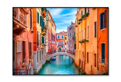 Narrow Canal with A Bridge in The Middle Home Decor Premium Quality Poster Print Choose Your Sizes