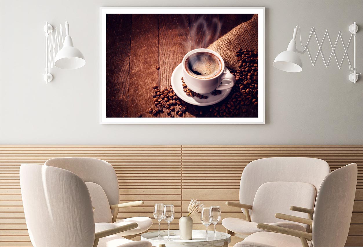 Cup Of Coffee with Steam Rising Out of It Home Decor Premium Quality Poster Print Choose Your Sizes