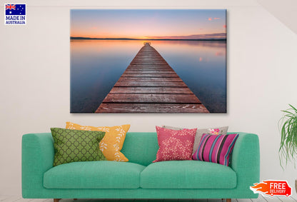 Old Wooden Pier at Sunset Long Exposure, Linear Perspective  Wall Art Decor 100% Australian Made