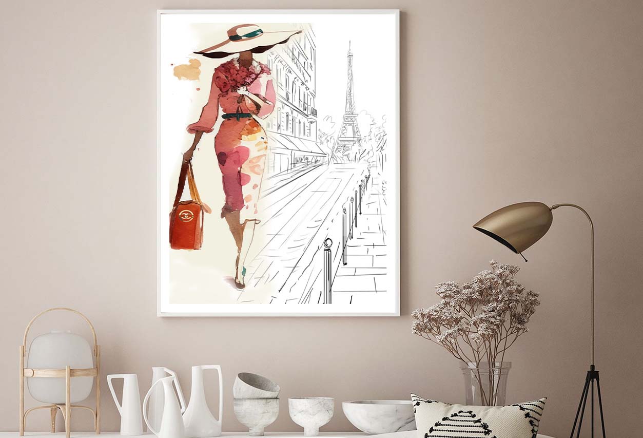 Fashion Girl with Red Bag Design Home Decor Premium Quality Poster Print Choose Your Sizes