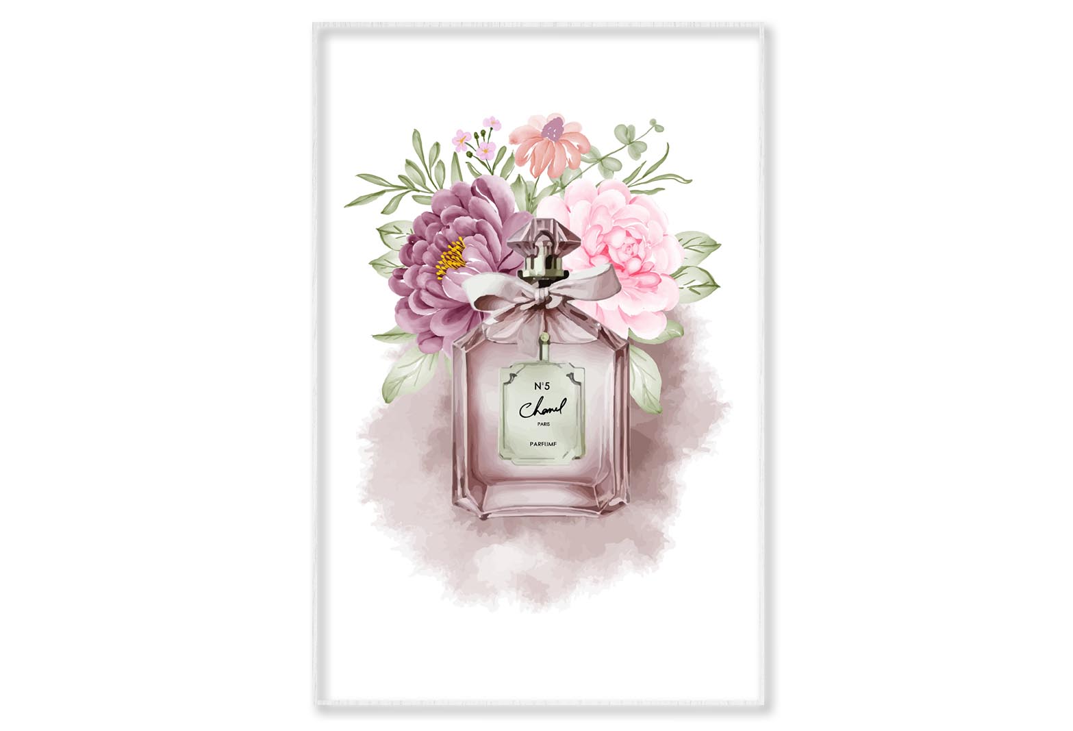 Perfume Pink Flowers Wall Art Limited Edition High Quality Print Canvas Box Framed White