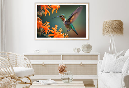 Hummingbird Flies over a Bright Flower Home Decor Premium Quality Poster Print Choose Your Sizes