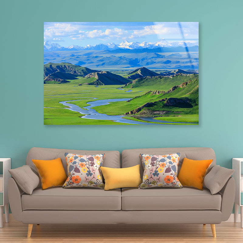 Beautiful Grassland and Mountain in China Acrylic Glass Print Tempered Glass Wall Art 100% Made in Australia Ready to Hang