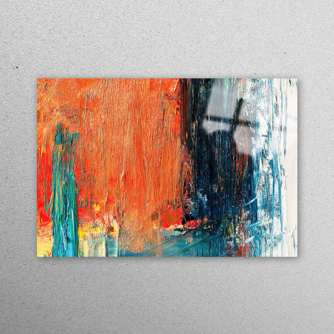 Orange Abstract Plaster Acrylic Glass Print Tempered Glass Wall Art 100% Made in Australia Ready to Hang