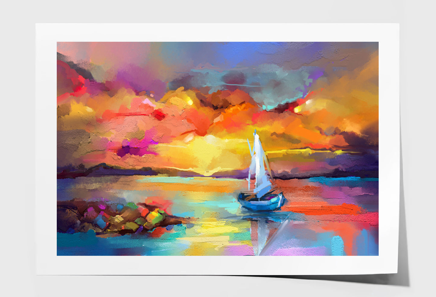 Seascape Oil Painting With Sunlight Wall Art Limited Edition High Quality Print Unframed Roll Canvas None