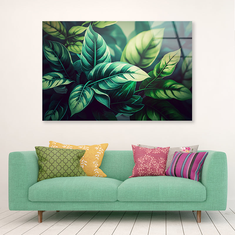 Pattern Featuring Leaves Acrylic Glass Print Tempered Glass Wall Art 100% Made in Australia Ready to Hang