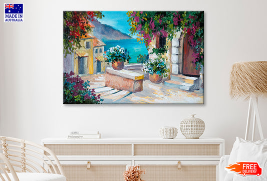 Beautiful Houses Near The Sea Oil Painting Wall Art Limited Edition High Quality Print