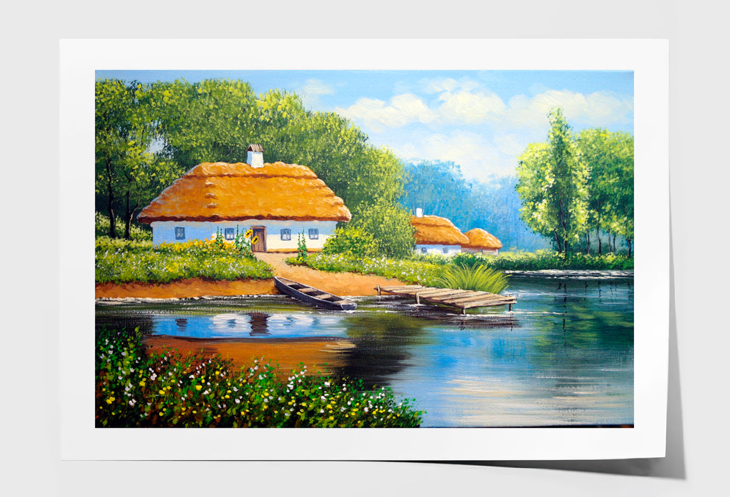 Beautiful Nature, Old Village, House Oil Painting Wall Art Limited Edition High Quality Print Unframed Roll Canvas None