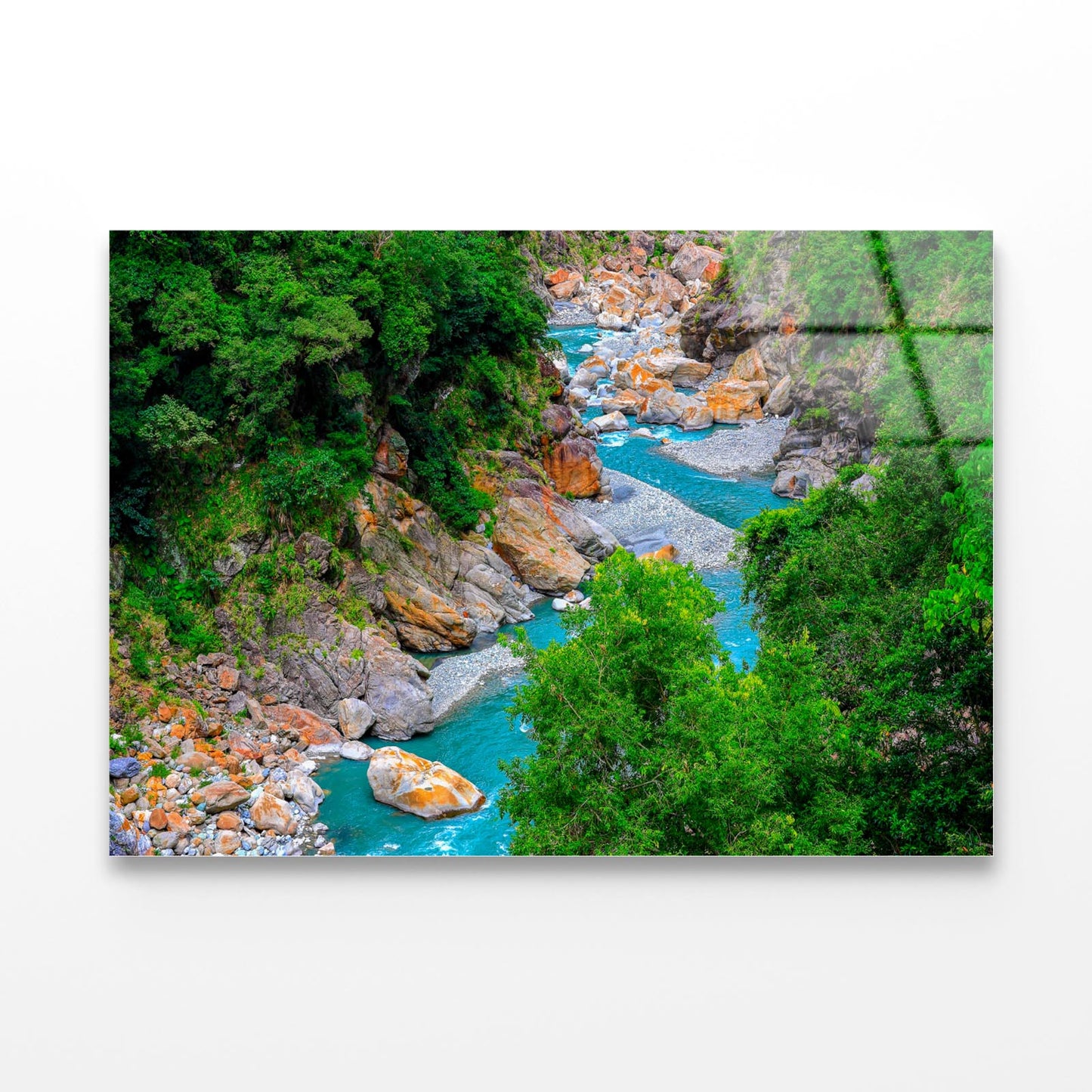 Flowing a Magnificent River Canyon Hualien Taiwan Acrylic Glass Print Tempered Glass Wall Art 100% Made in Australia Ready to Hang