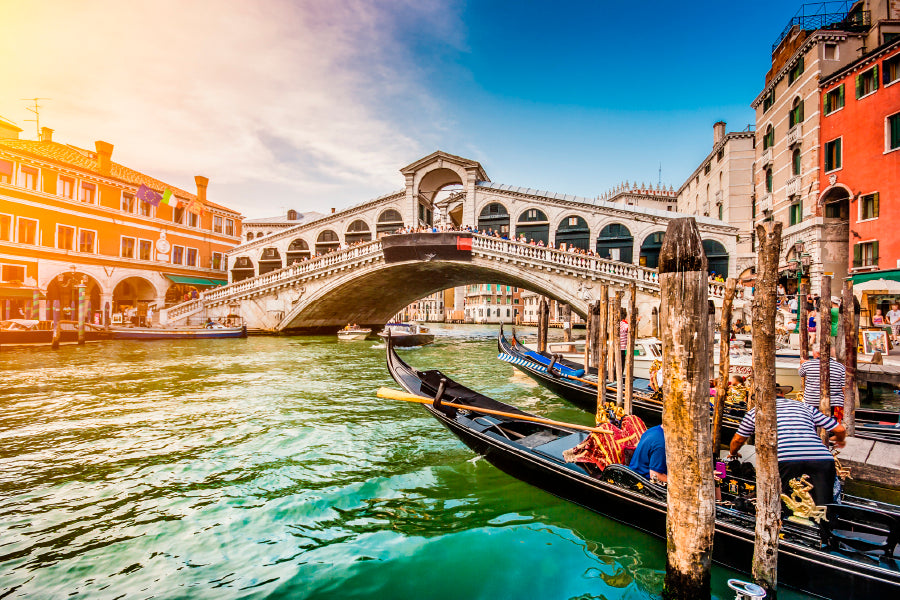 Rialto Bridge at Sunset in Venice, Italy Home Decor Premium Quality Poster Print Choose Your Sizes