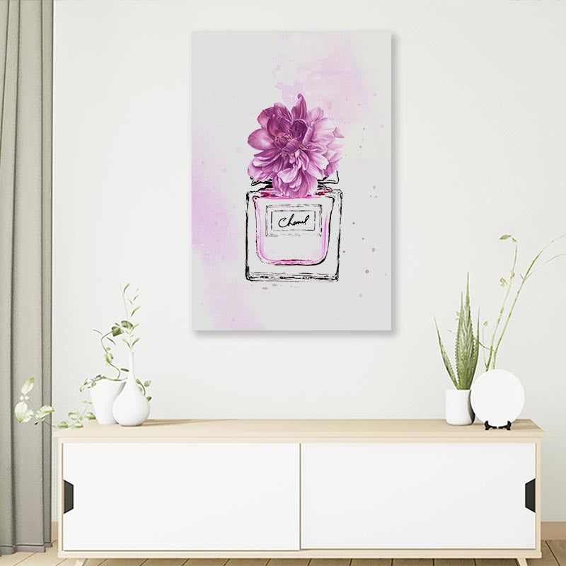 Purple Shaded Perfume with Flowers 3D Design Acrylic Glass Print Tempered Glass Wall Art 100% Made in Australia Ready to Hang