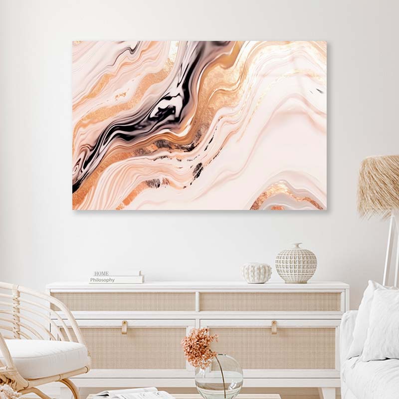 Luxury Golden Liquid Marble Acrylic Glass Print Tempered Glass Wall Art 100% Made in Australia Ready to Hang