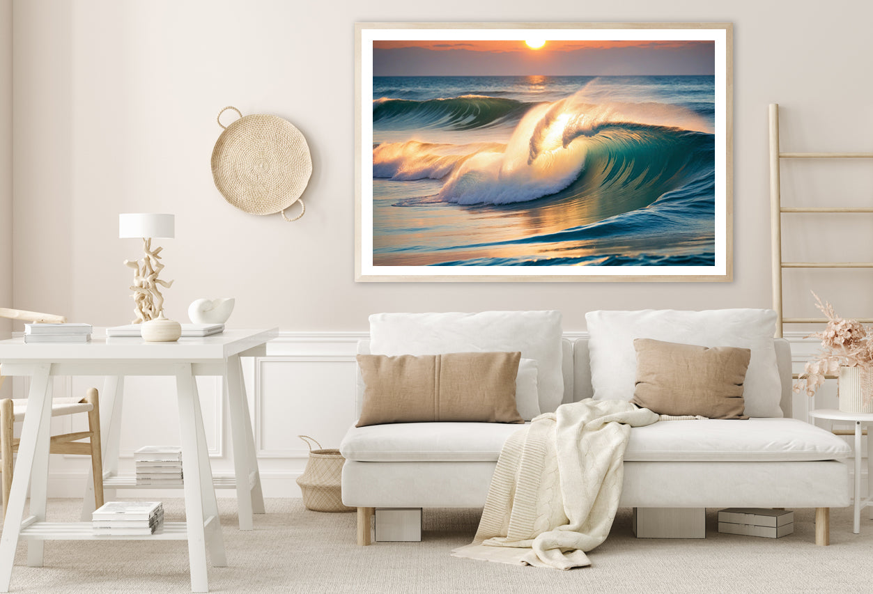 Sea Wave Close Up At Sunset Time Home Decor Premium Quality Poster Print Choose Your Sizes