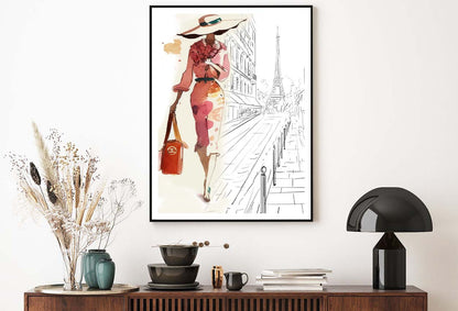 Fashion Girl with Red Bag Design Home Decor Premium Quality Poster Print Choose Your Sizes