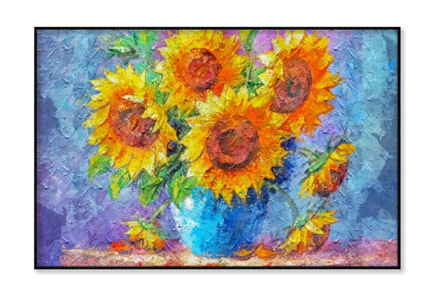 Yellow Sunflower Vase on Table Wall Art Limited Edition High Quality Print