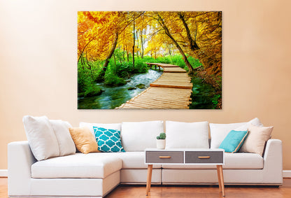 Wooden Trek Trail in Plitvice Wall Art Decor 100% Australian Made