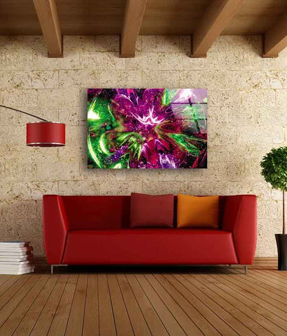 Pink & Green Abstract UV Direct Aluminum Print Australian Made Quality