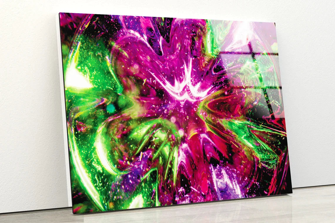 Pink & Green Abstract UV Direct Aluminum Print Australian Made Quality