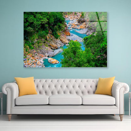 Flowing a Magnificent River Canyon Hualien Taiwan Acrylic Glass Print Tempered Glass Wall Art 100% Made in Australia Ready to Hang