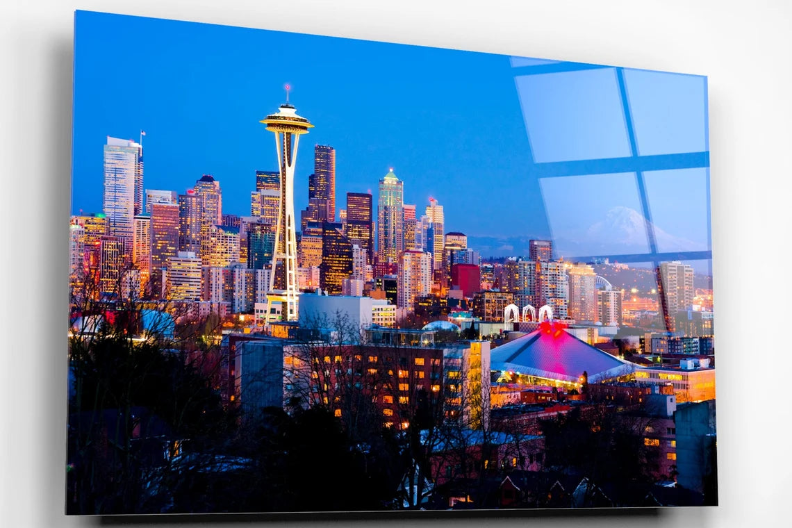 Seattle Cityscape Acrylic Glass Print Tempered Glass Wall Art 100% Made in Australia Ready to Hang