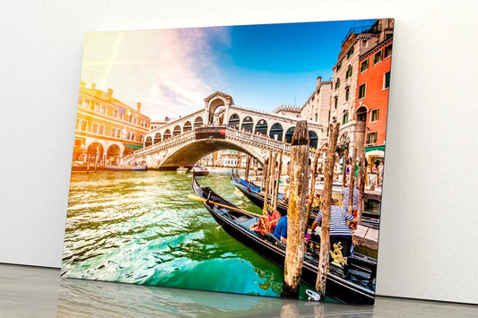 Rialto Bridge at Sunset in Venice, Italy  Acrylic Glass Print Tempered Glass Wall Art 100% Made in Australia Ready to Hang