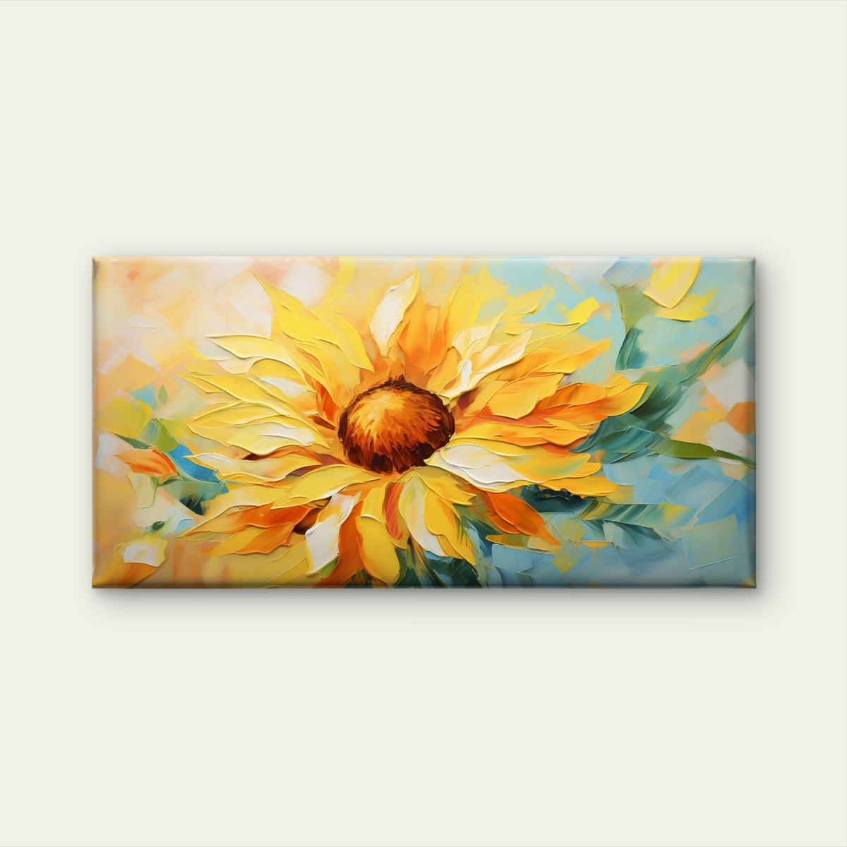 Bright Yellow Sunflowers Abstract Painting Wall Art Canvas Office Home Room Framed 120x60cm