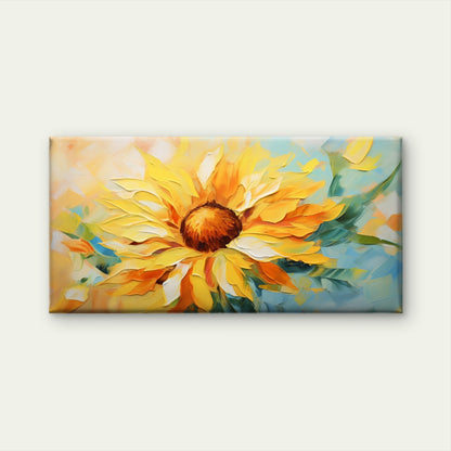Bright Yellow Sunflowers Abstract Painting Wall Art Canvas Office Home Room Framed 120x60cm