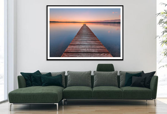 Old Wooden Pier at Sunset  Long Exposure, Linear Perspective Home Decor Premium Quality Poster Print Choose Your Sizes