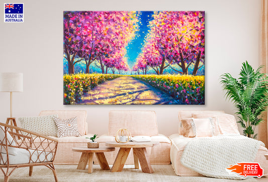 Cherry Sakura Blossom Alley Oil Painting Wall Art Limited Edition High Quality Print