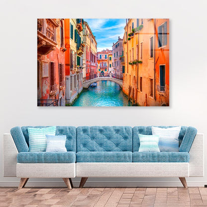 Narrow Canal with A Bridge Acrylic Glass Print Tempered Glass Wall Art 100% Made in Australia Ready to Hang