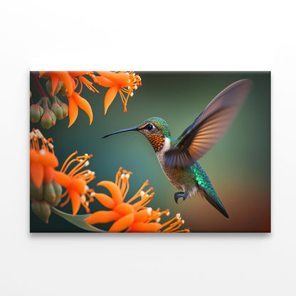 Hummingbird Flies over a Bright Flower Print 100% Australian Made