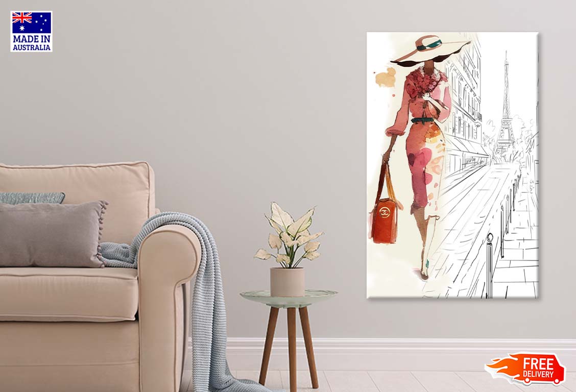 Fashion Girl with Red Bag Print 100% Australian Made