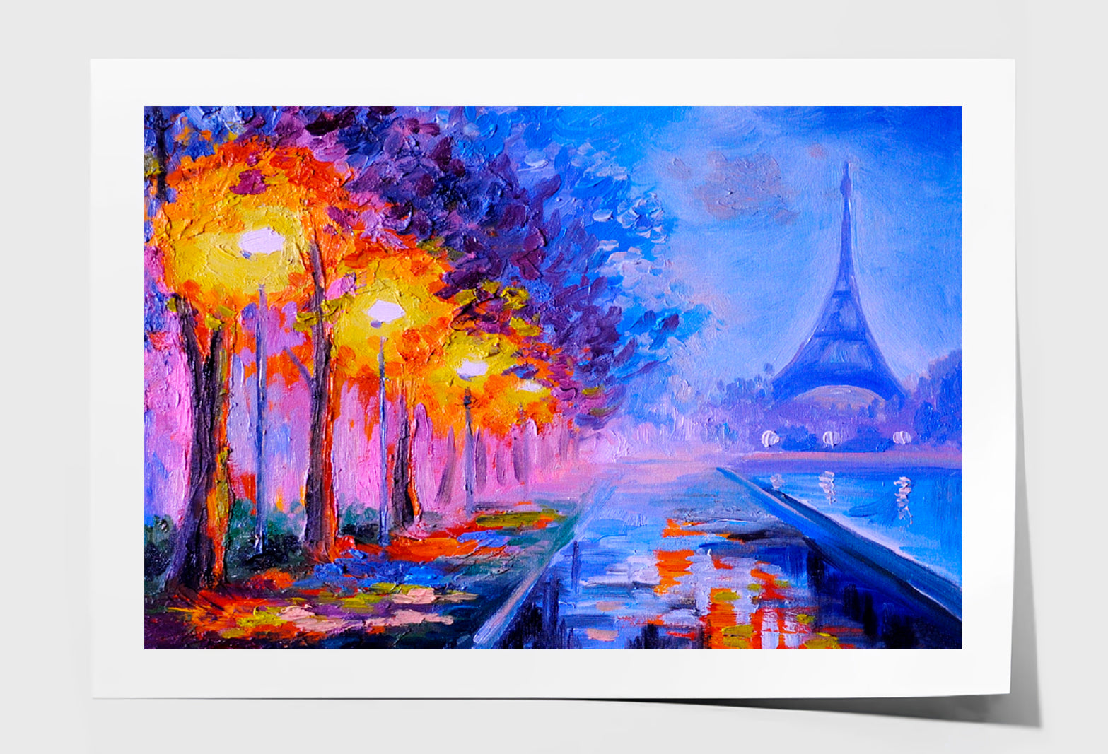 Eiffel Tower Night Street Paint Limited Edition High Quality Print Unframed Roll Canvas None