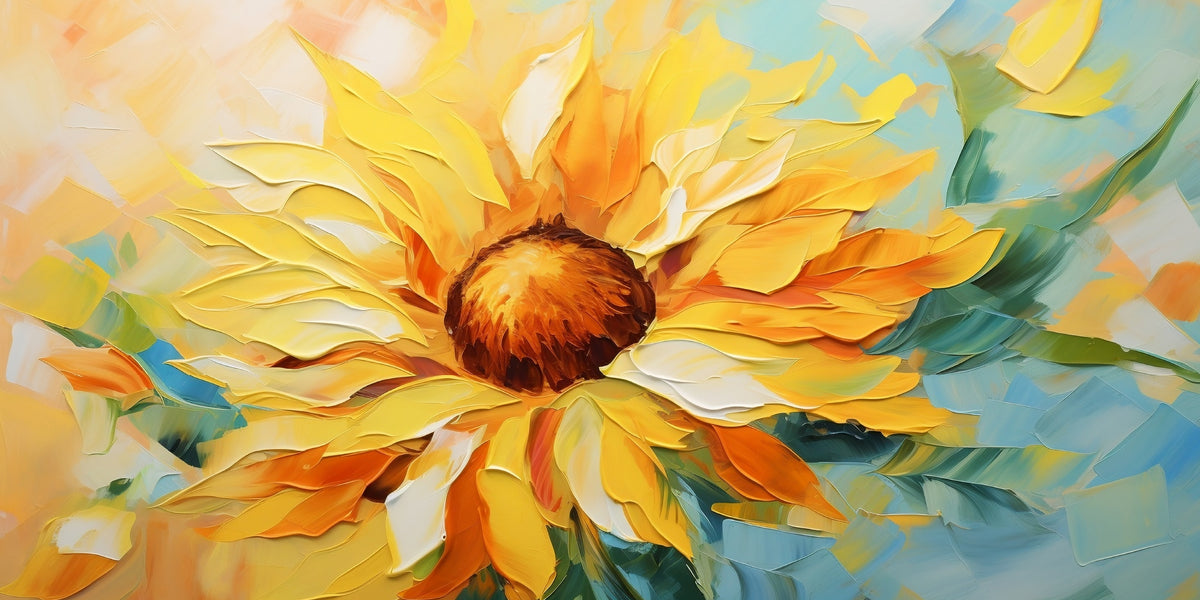 Bright Yellow Sunflowers Abstract Painting Wall Art Canvas Office Home Room Framed 120x60cm