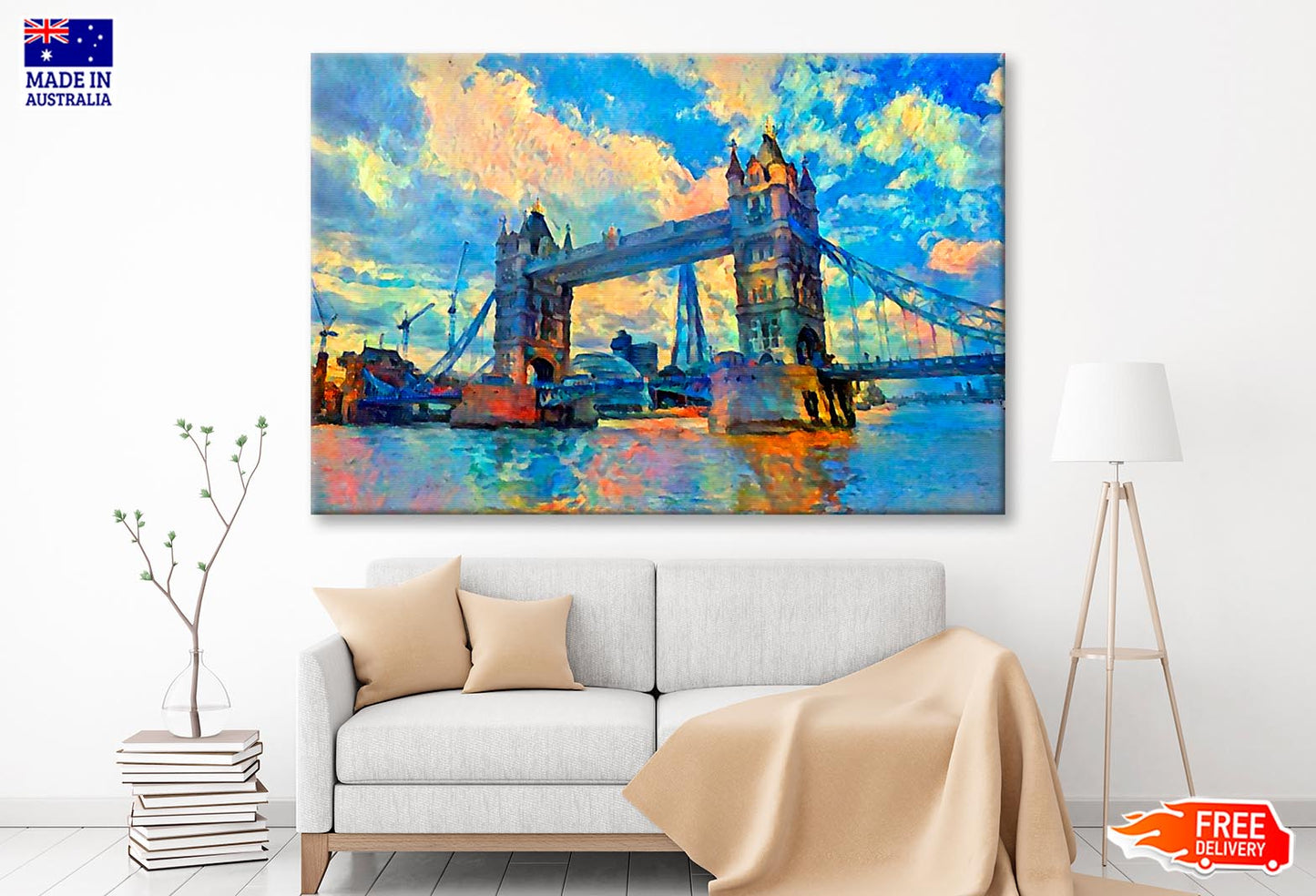 Oil Painting London Tower Bridge Wall Art Decor 100% Australian Made