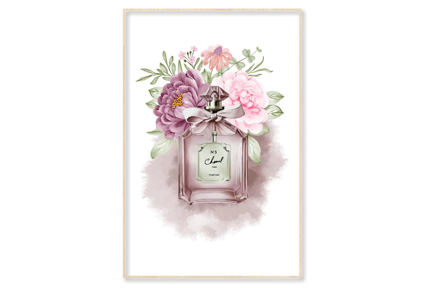 Perfume Pink Flowers Wall Art Limited Edition High Quality Print Canvas Box Framed Natural