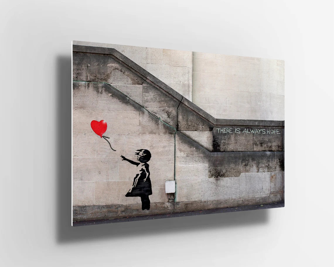 Banksy Graffiti Girl with Balloon UV Direct Aluminum Print Australian Made Quality