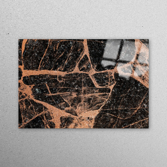 Black And Copper Marble Acrylic Glass Print Tempered Glass Wall Art 100% Made in Australia Ready to Hang