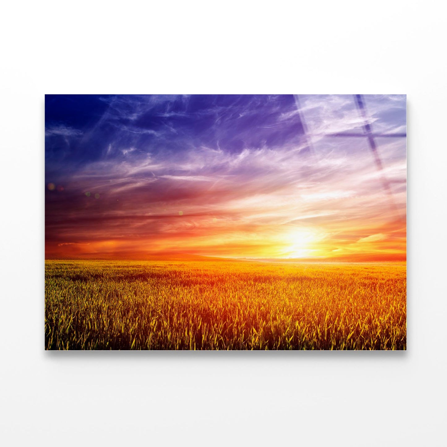 Green Field with Sky Acrylic Glass Print Tempered Glass Wall Art 100% Made in Australia Ready to Hang