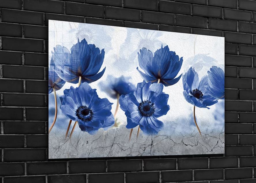 Blue Flowers Watercolor UV Direct Aluminum Print Australian Made Quality